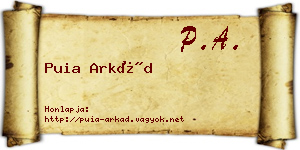 Puia Arkád névjegykártya